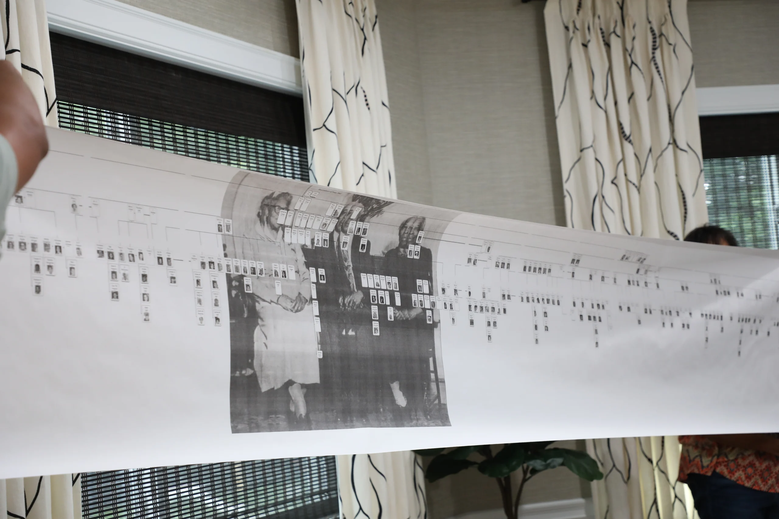 A closer look at the family history scroll created by Resident George at The Bristal at Holtsville