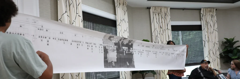A family history scroll presented by a resident of The Bristal at Holtsville