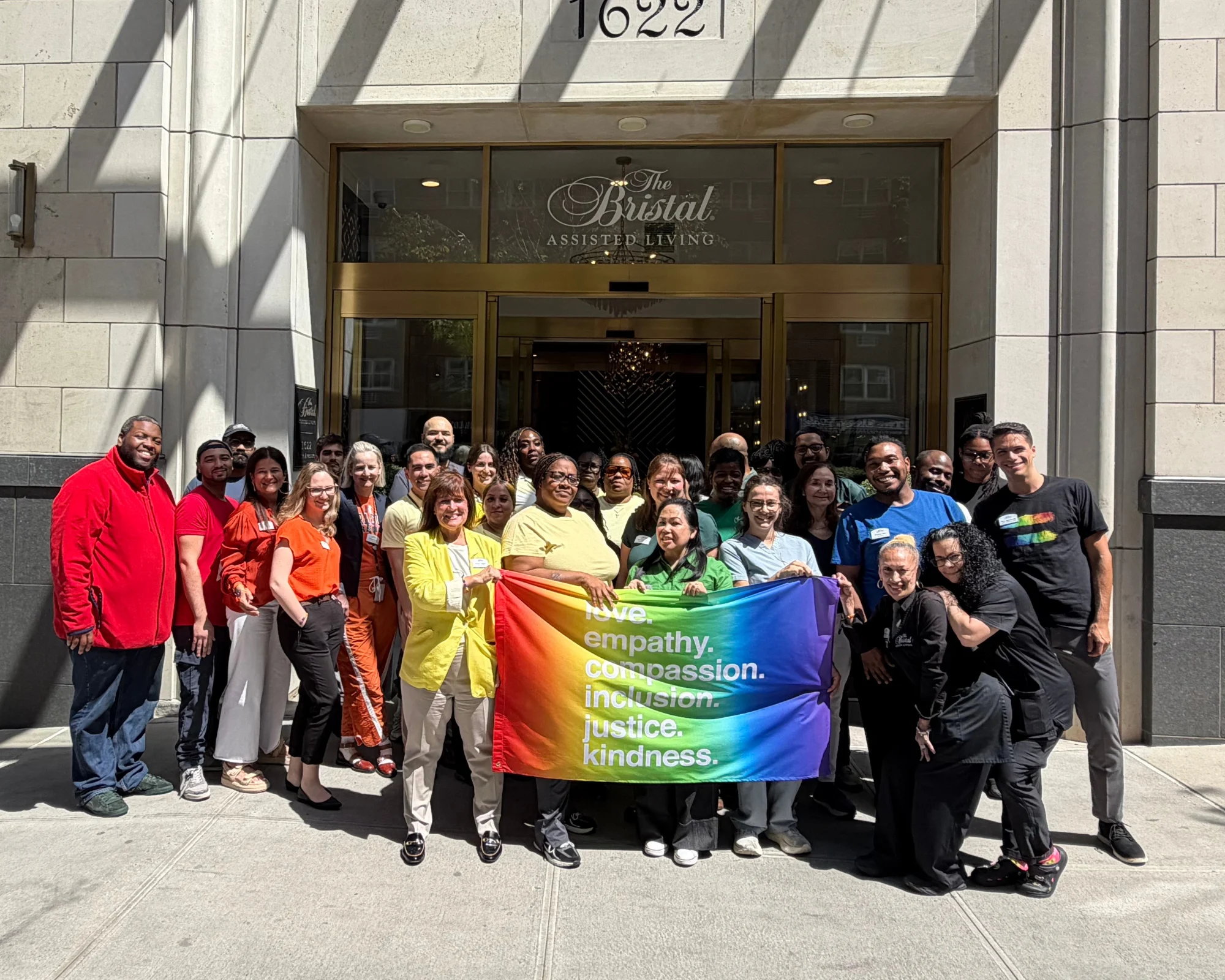 Team members from The Bristal at York Avenue dressed in rainbow hues to acknowledge and reflect on Pride Month