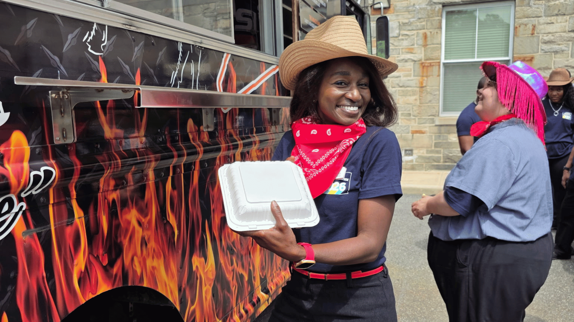 Team Member Appreciation Week at The Bristal at White Plains - Team members dressed in cowboy theme pose by the food truck