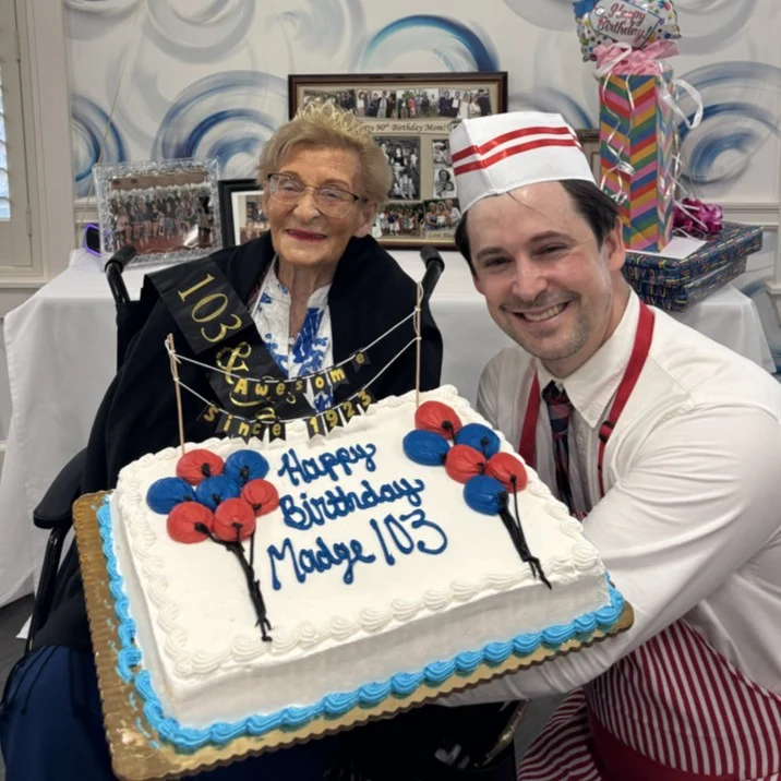 Madge, Resident at The Bristal at Jericho celebrates her 103rd birthday on Grandparents Day